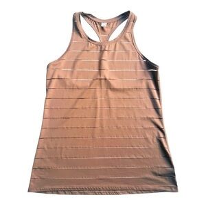 Athleta Nude Mesh Striped Chi‎ Racerback Tank Size Medium